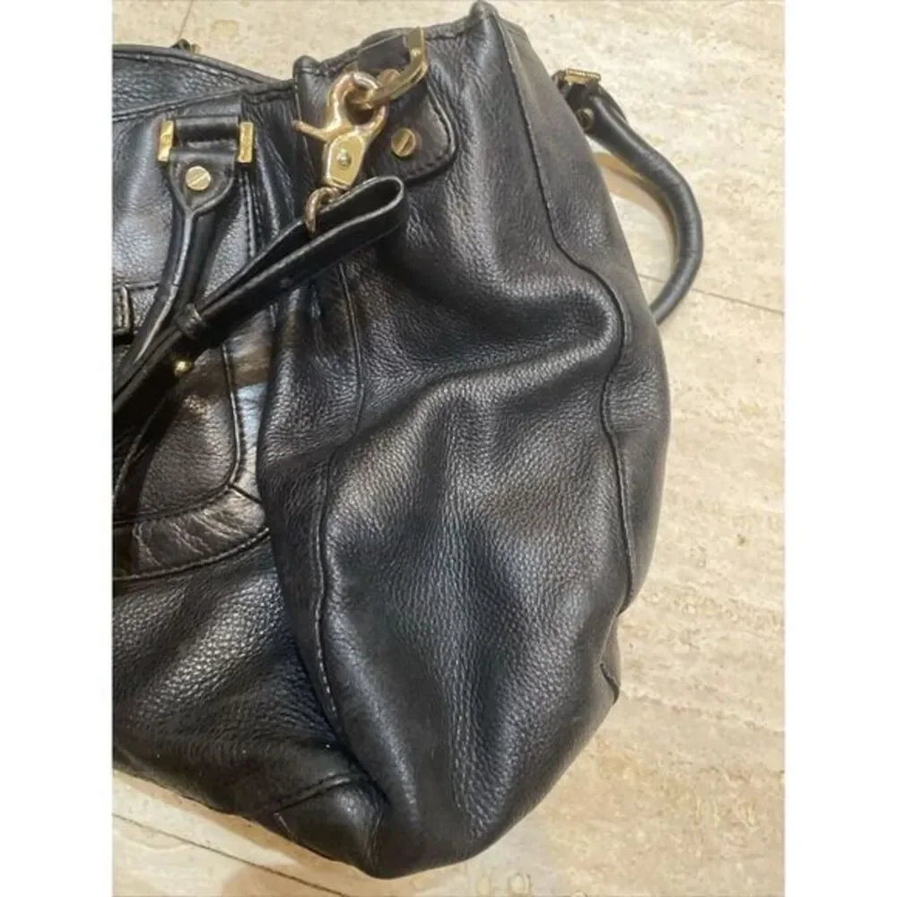 Tory Burch Amanda Hobo Black Pebbled Leather Handbag Satchel Shoulder Messenger - Picture 9 of 14